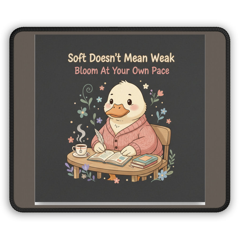 Duck In A Cardigan Mouse Pad – Soft Doesnt Mean Weak Bloom at Your Own