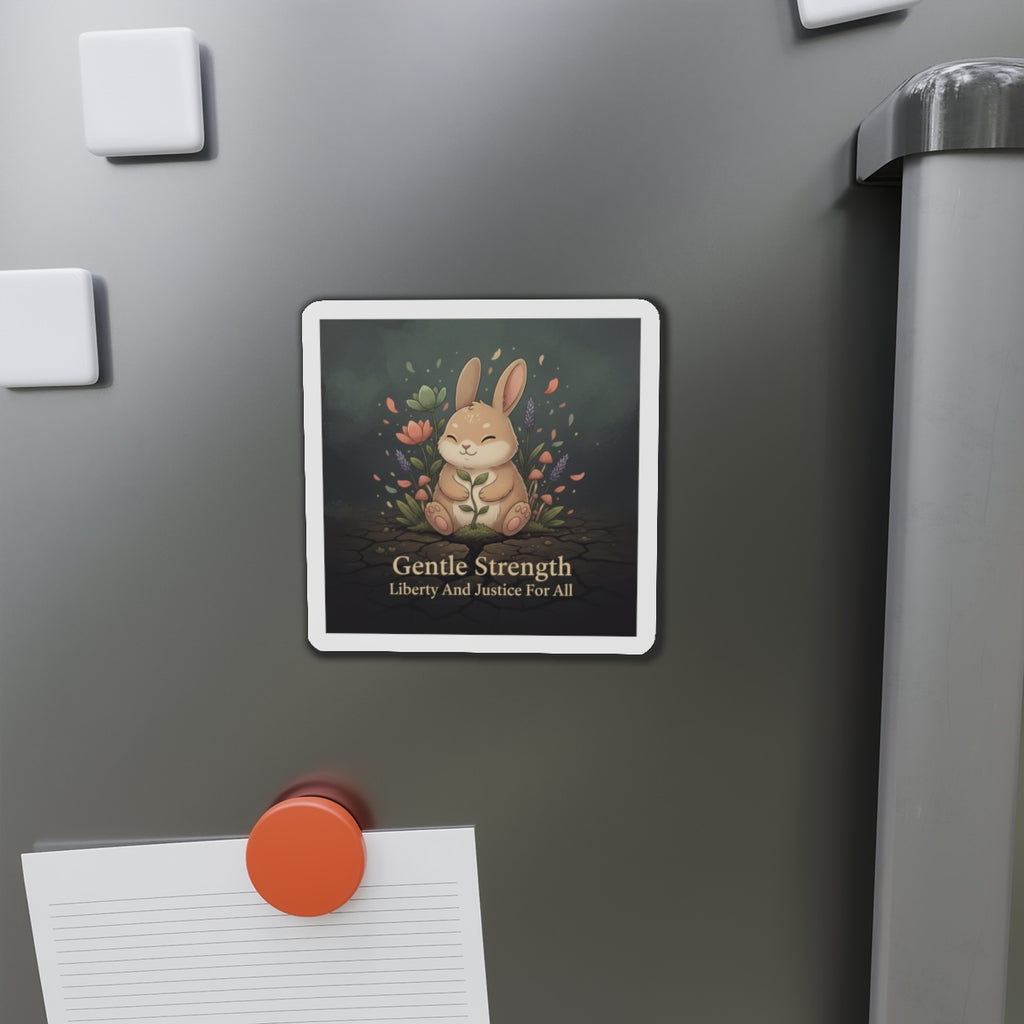 Bunny Die-Cut Magnet – Gentle Strength Liberty and Justice for