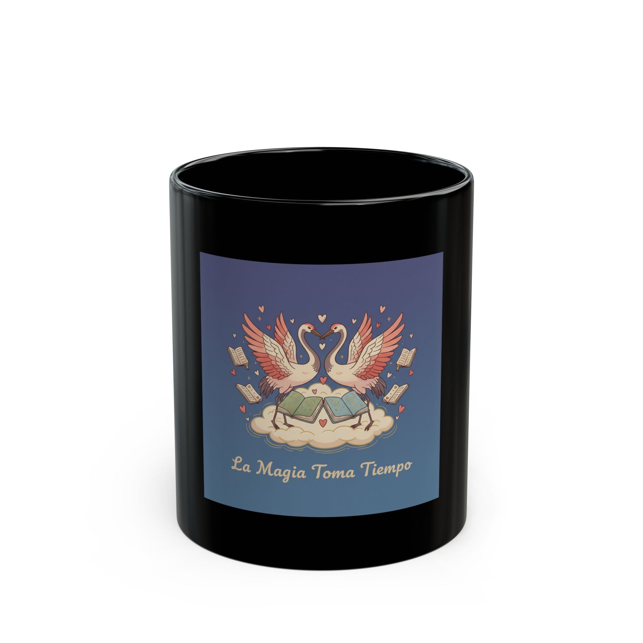 La Magia Toma Tiempo Flamingo Black Mug 11oz