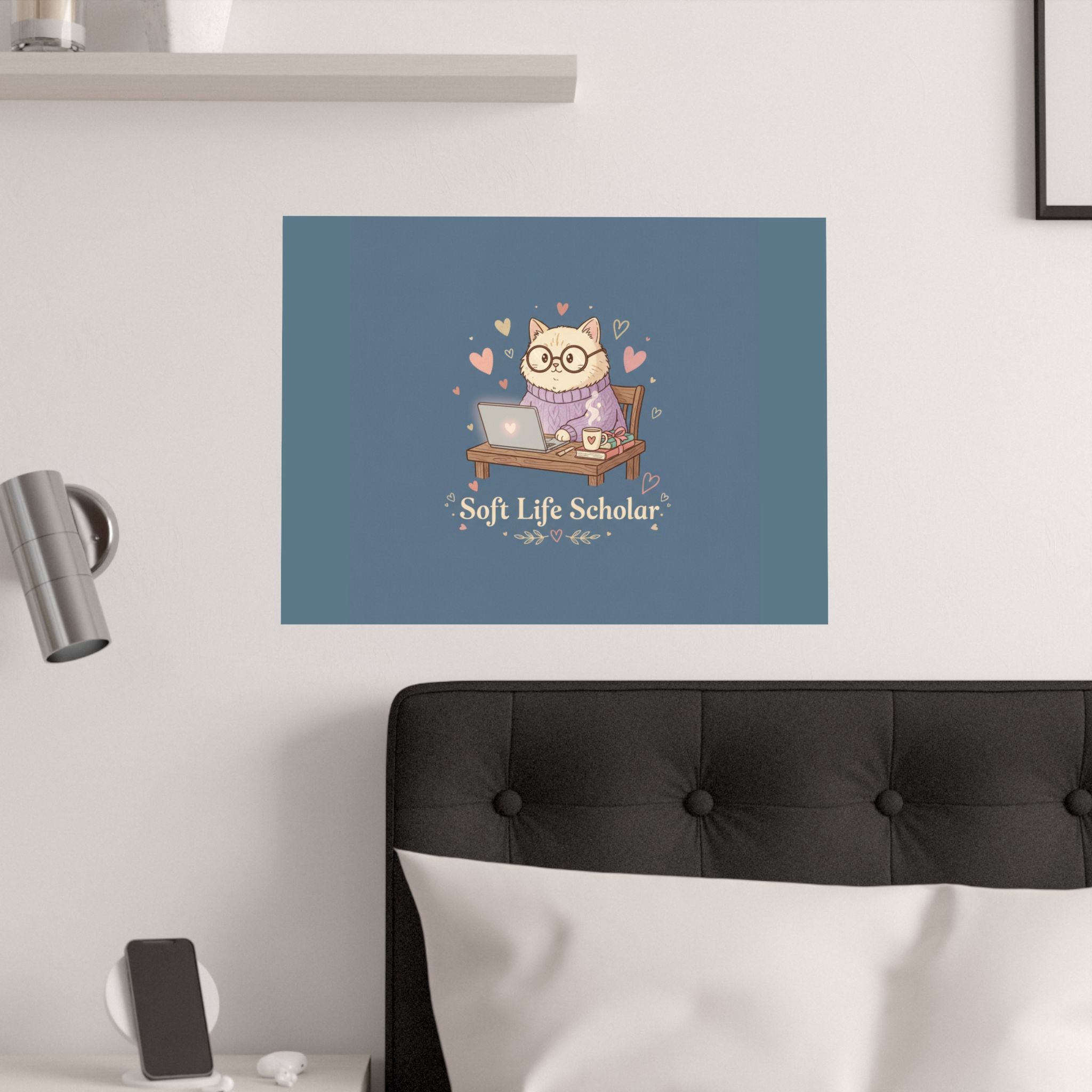Soft Life Scholar Cat Poster