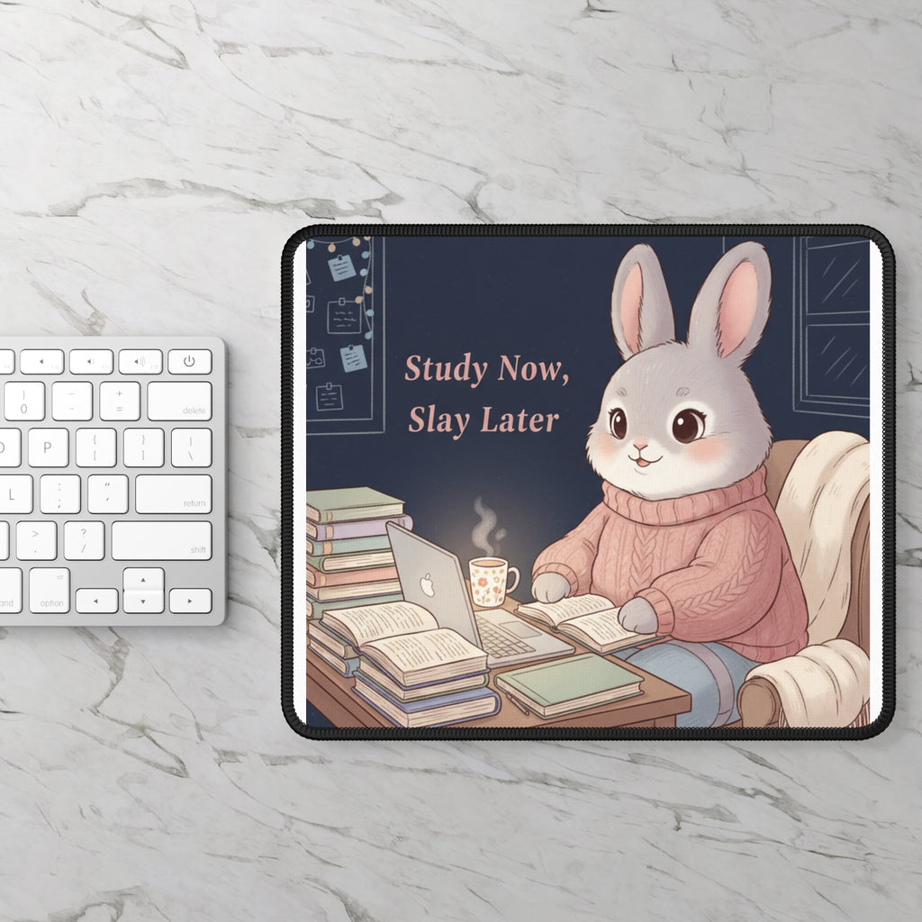 Rabbit Mouse Pad – Study Now, Slay Later