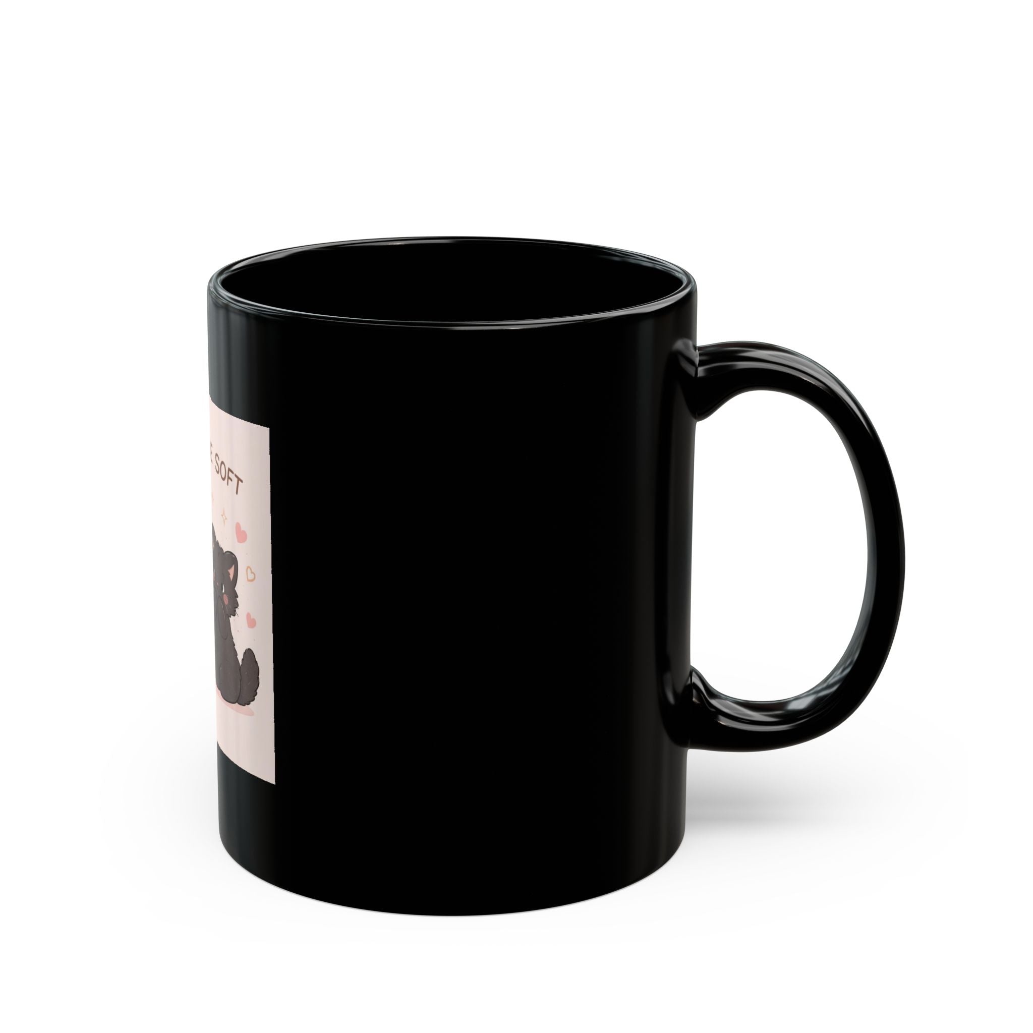 LOVE CAN BE SOFT Black Mug