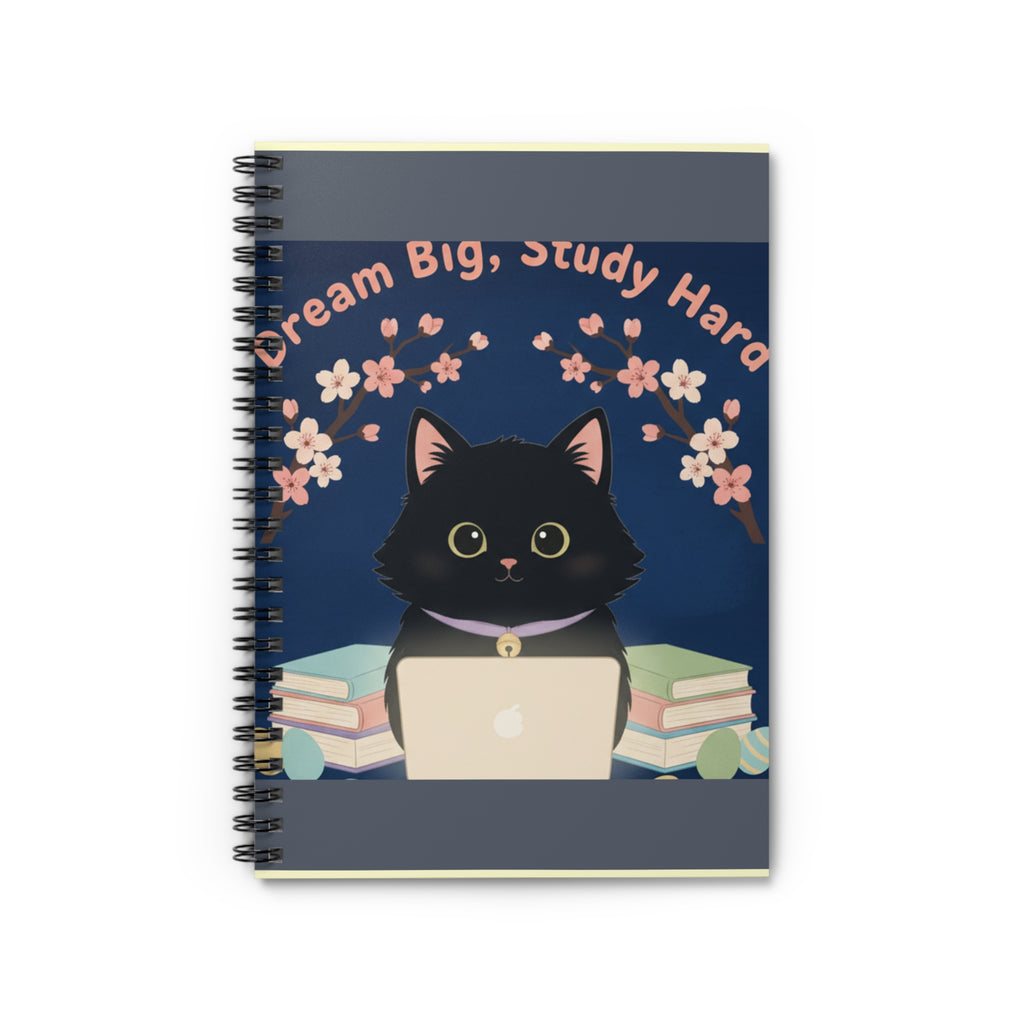 Black Cat Spiral Notebook – Dream Big Study Hard