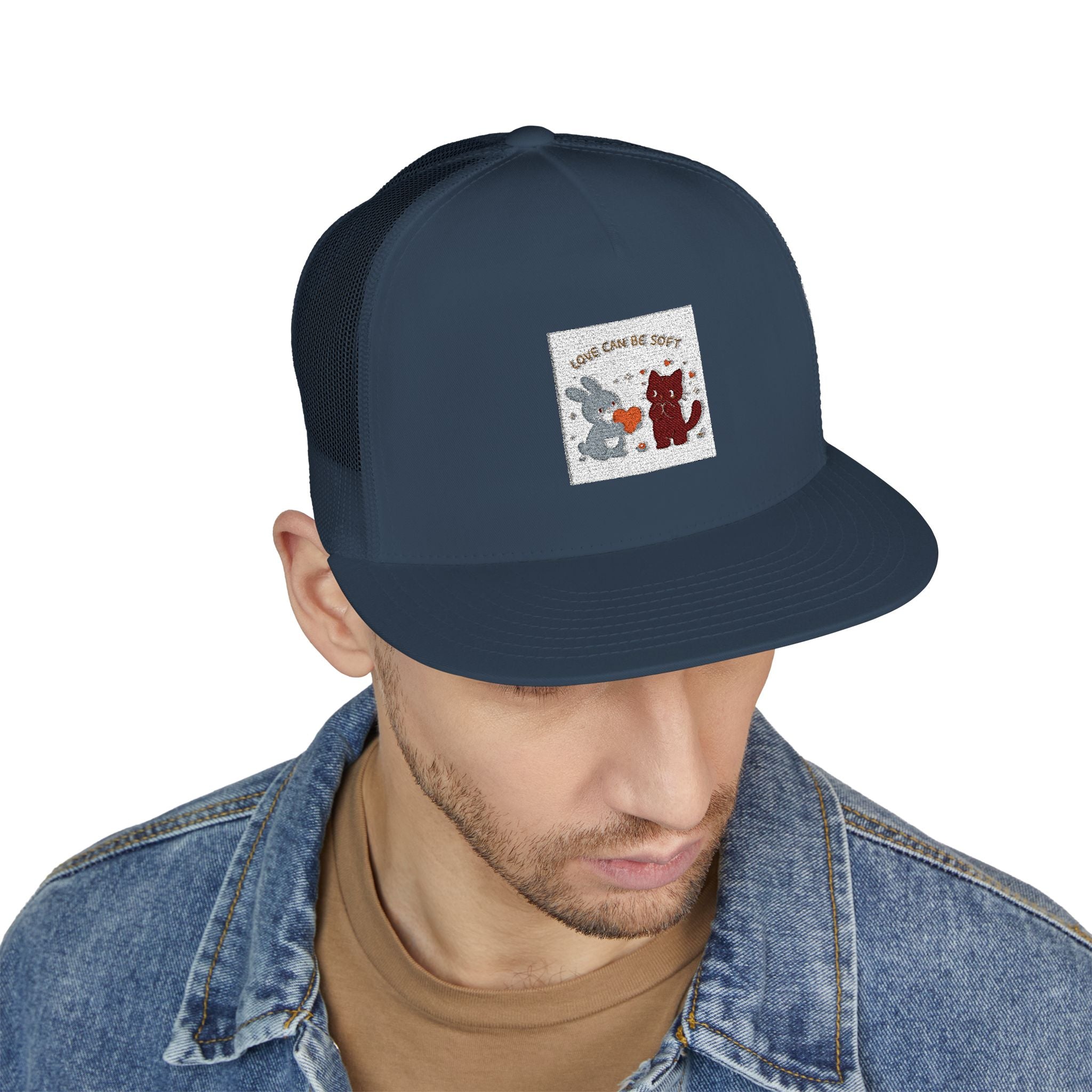 "LOVE CAN BE SOFT" Black Cat Trucker Cap | College Girl Gift | Fashion | KayKay Classics