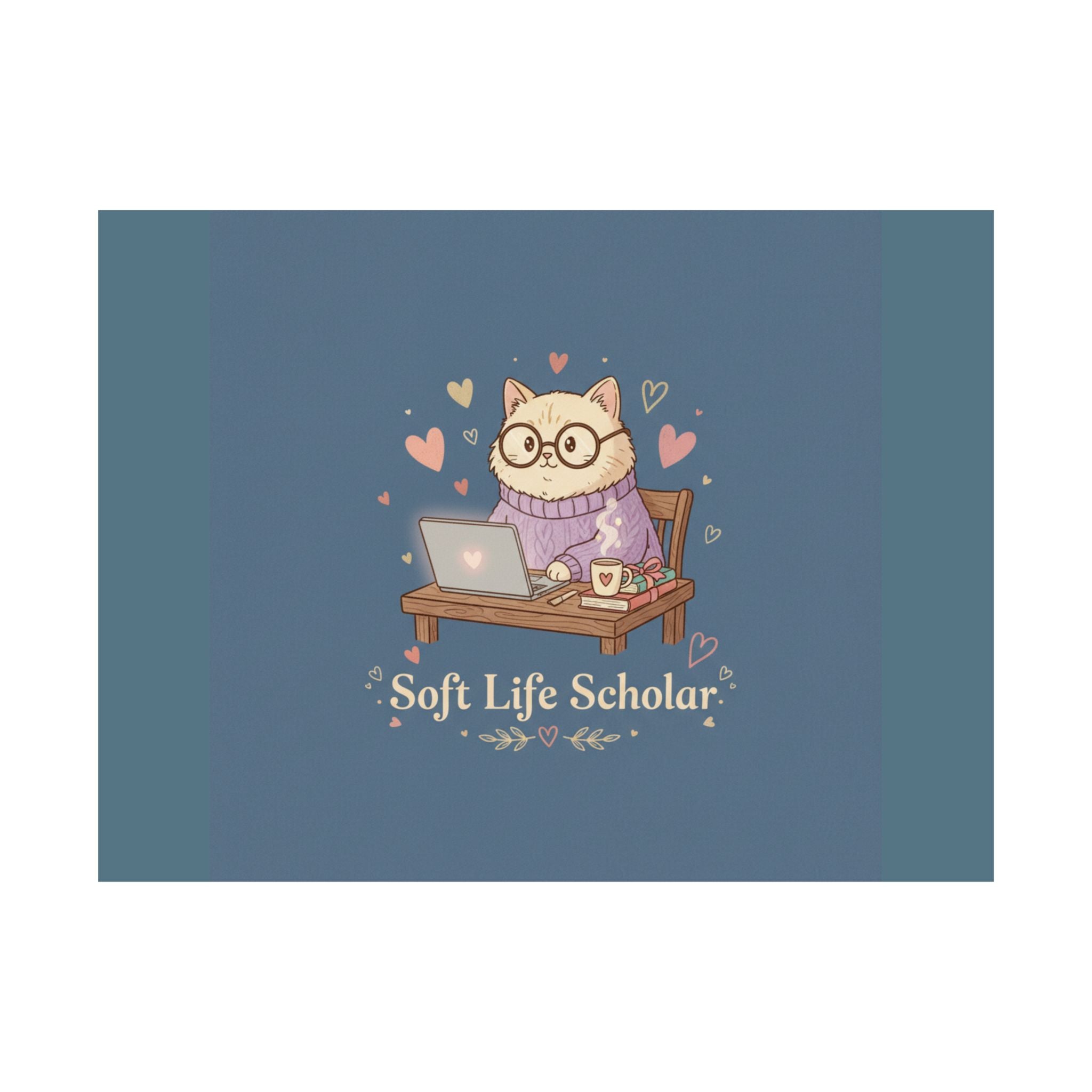 Soft Life Scholar Cat Poster