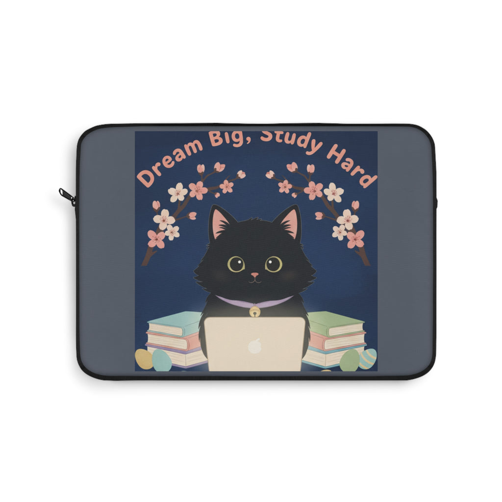 Black Cat Laptop Sleeve – Dream Big Study Hard