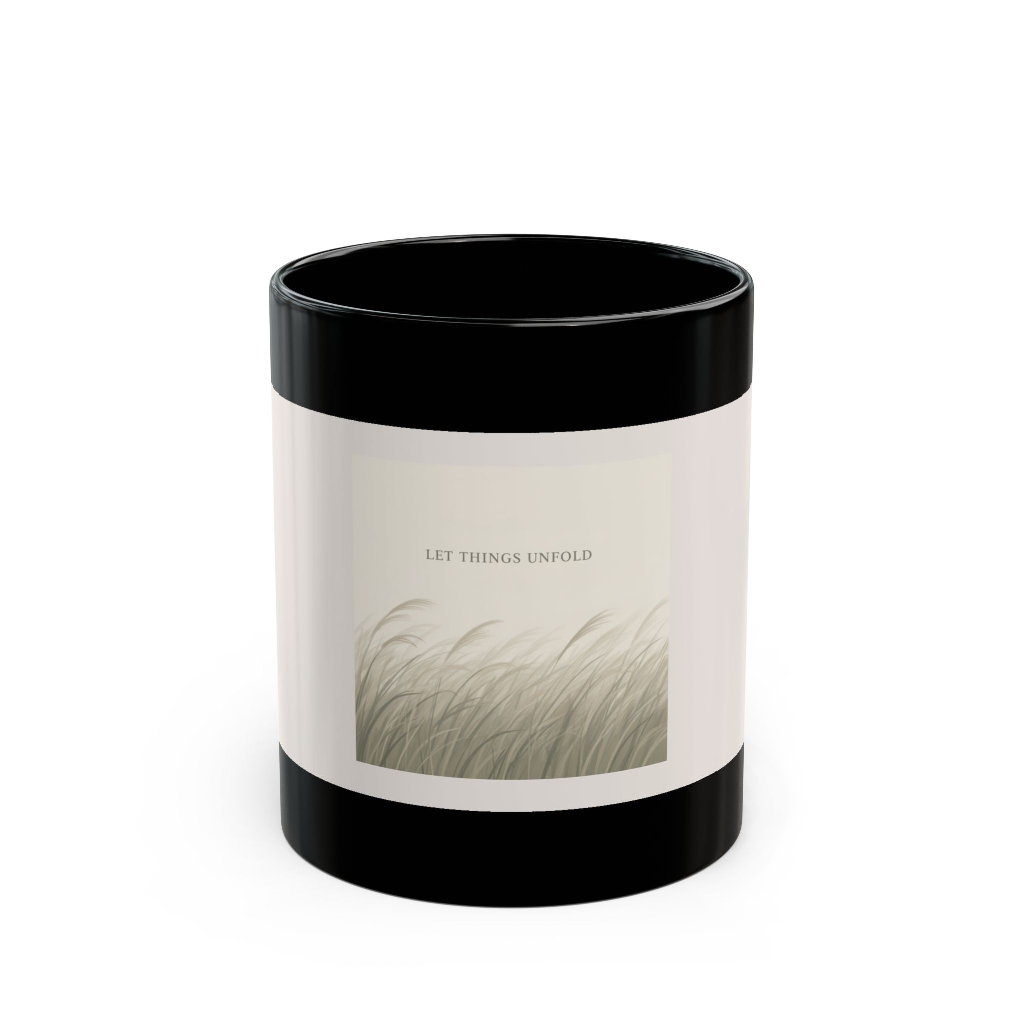 "LET THINGS UNFOLD" Black Cat Black Mug | College Girl Gift | Fashion | KayKay Classics