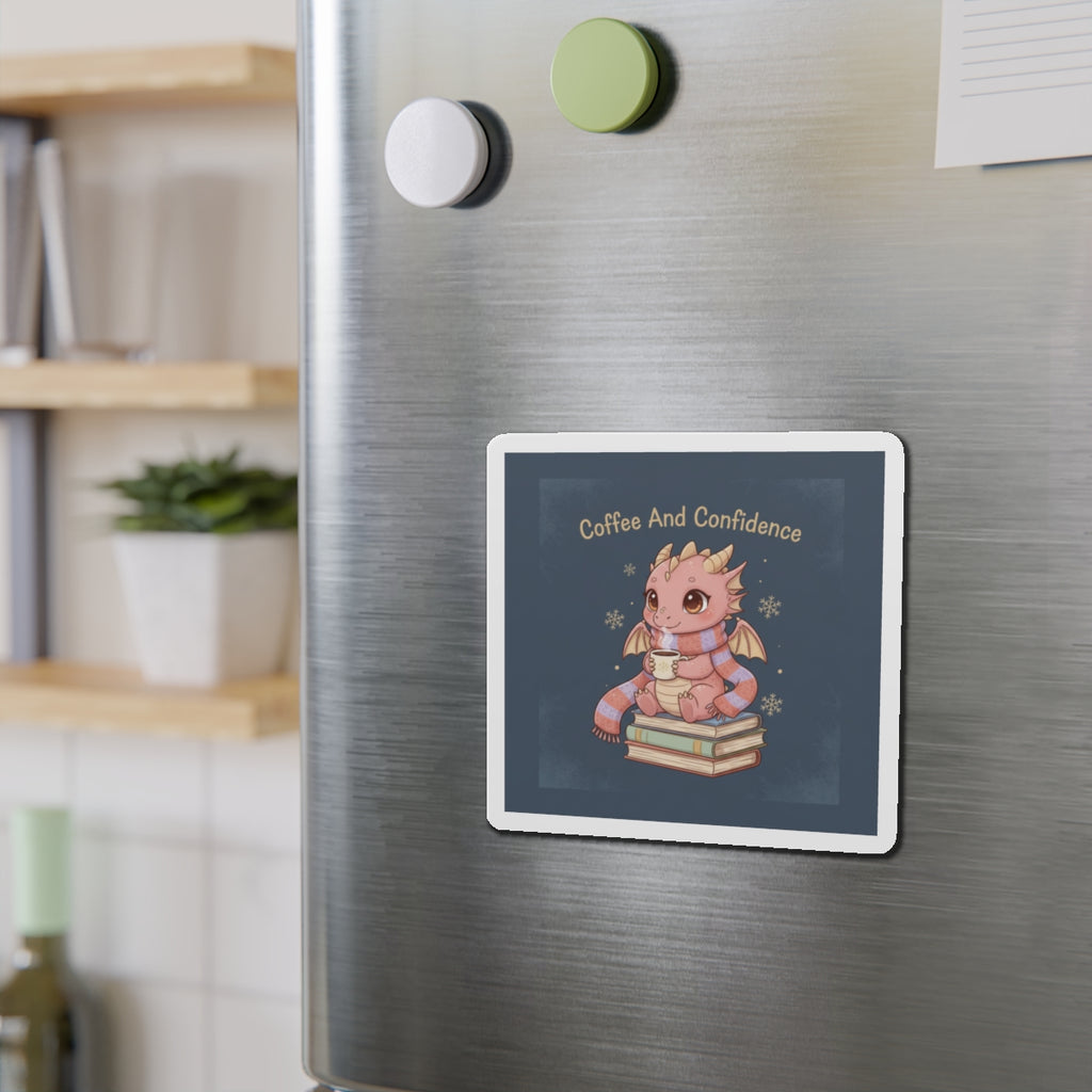 Dragon Die-Cut Magnet – Coffee and Confidence