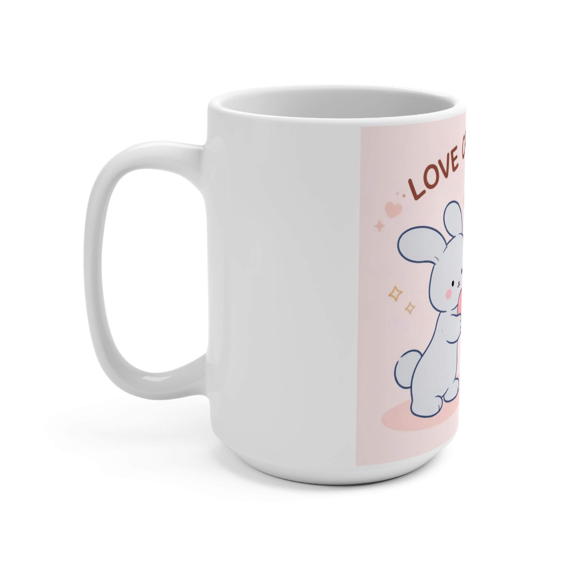 LOVE CAN BE SOFT Rabbit, cat Mug 15oz