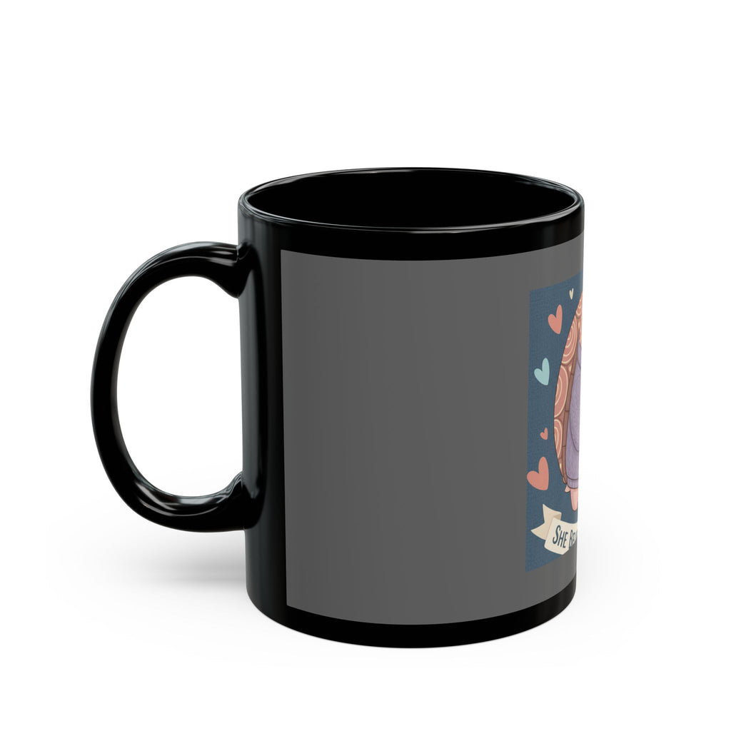 Turtle Black Mug 11oz – She Believed She Could