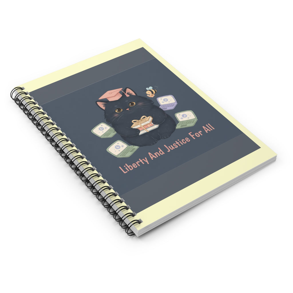 Black Cat Spiral Notebook – Liberty and Justice for All