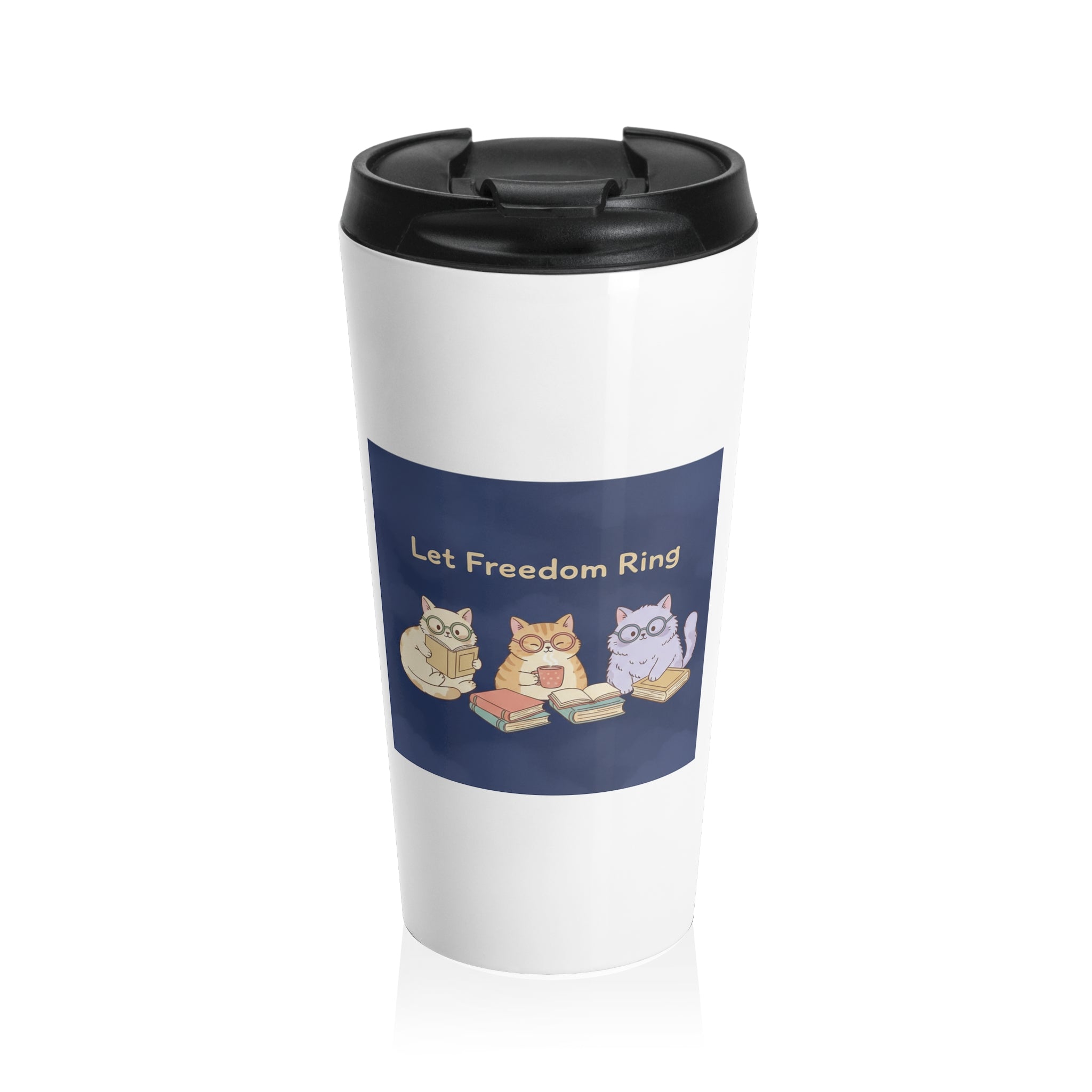 Cats With Glasses Travel Mug – Let Freedom Ring