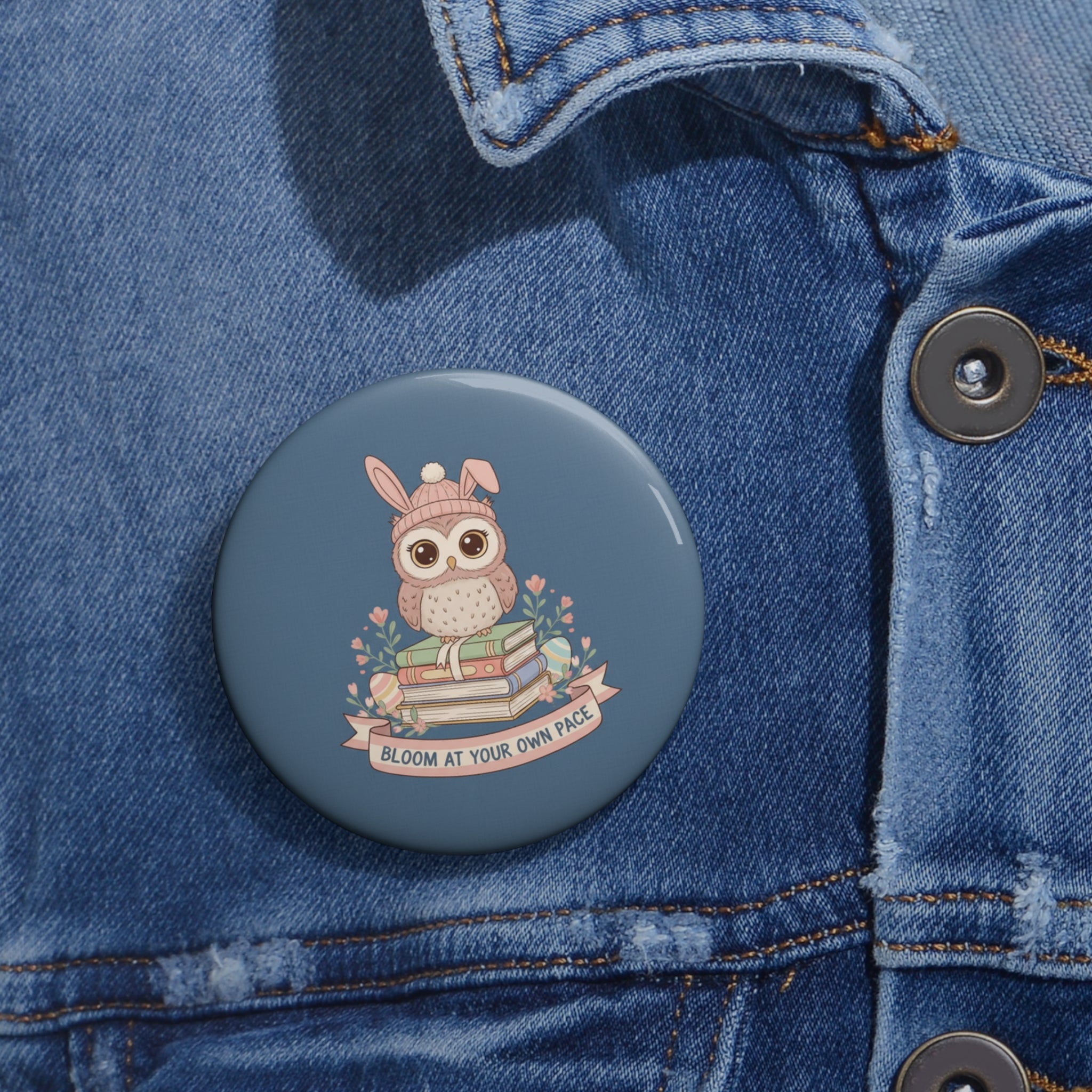 Bunny Pin Button – Bloom at Your Own Pace