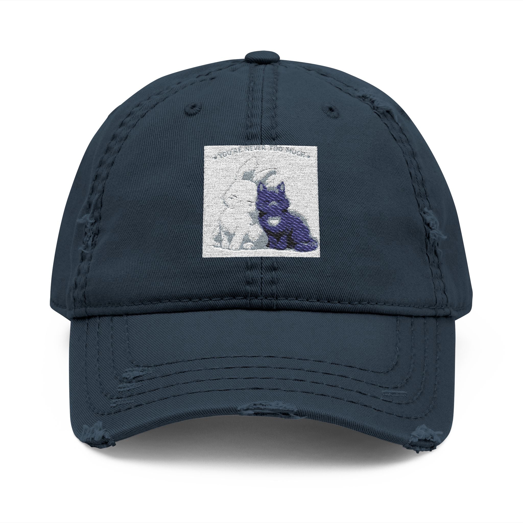 "YOU'RE NEVER TOO MUCH" Black Cat Dad Hat | College Girl Gift | Fashion | KayKay Classics
