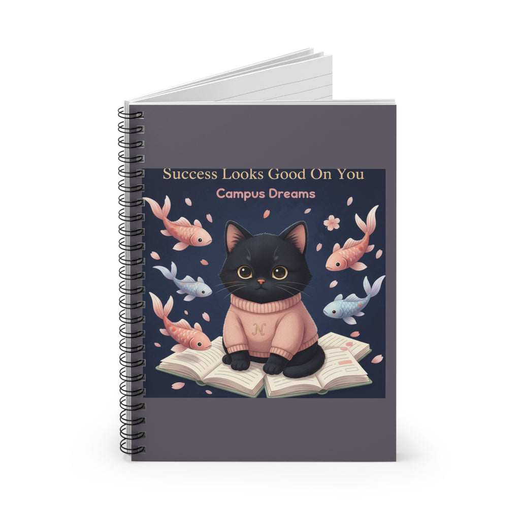 Black Cat Spiral Notebook – Success Looks Good on You Campus Dreams