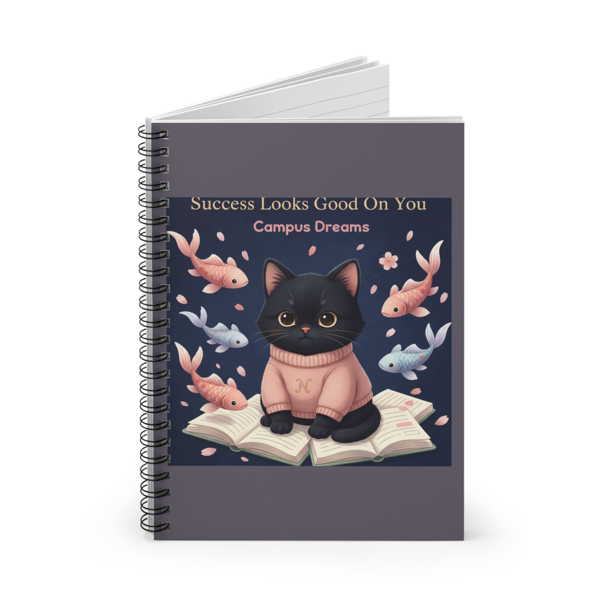 Black Cat Spiral Notebook – Success Looks Good on You Campus Dreams