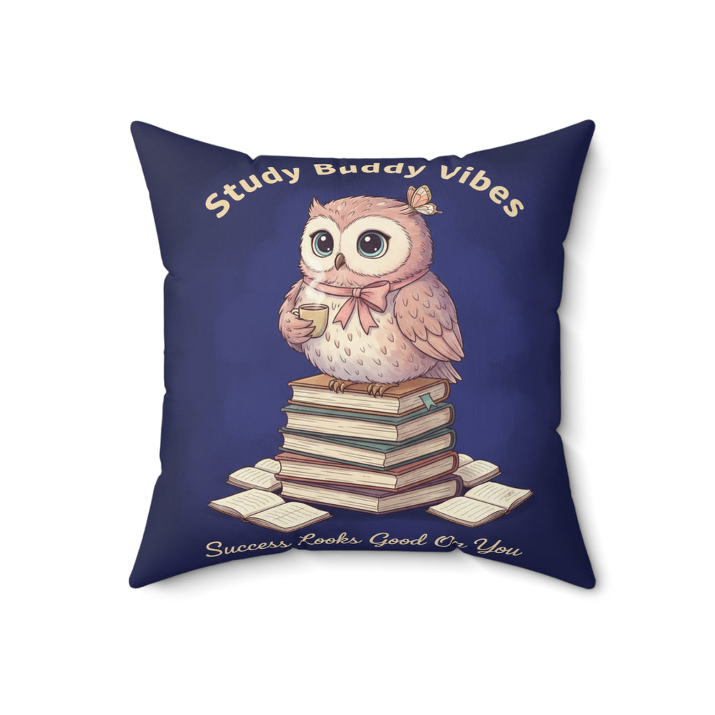 Owl Square Pillow – Study Buddy Vibes Success Looks Good on