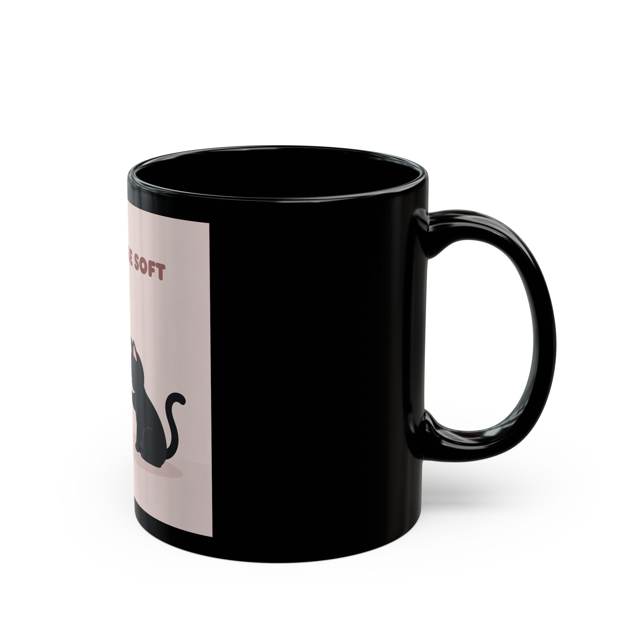 LOVE CAN BE SOFT Rabbit, cat Black Mug 11oz