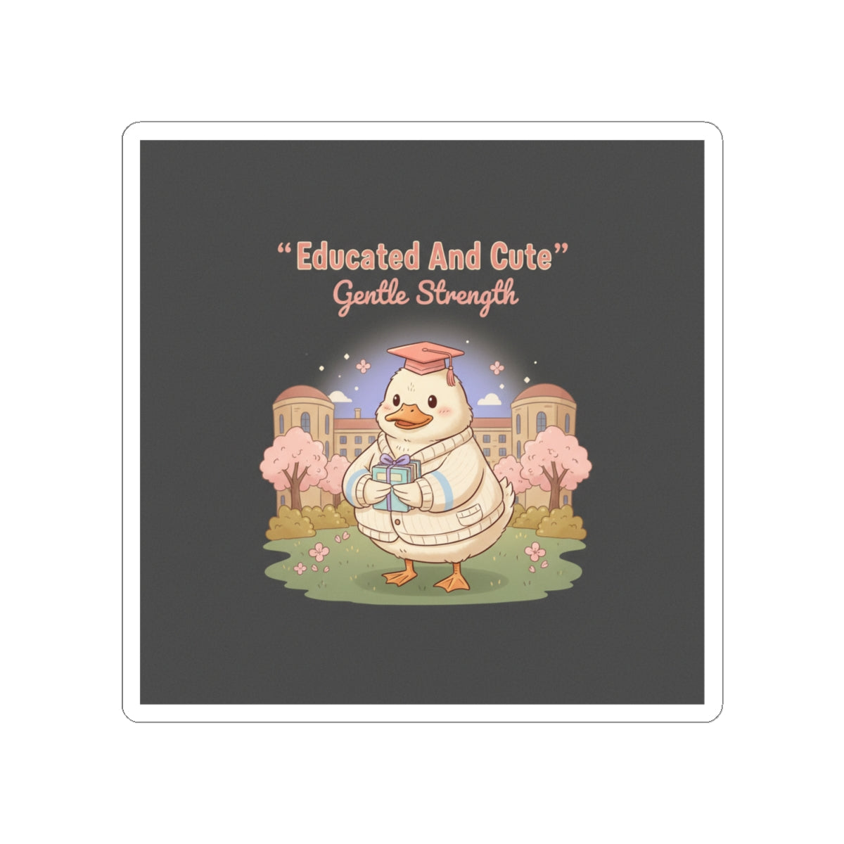 Duck In A Cardigan Kiss-Cut Sticker – Educated and Cute Gentle Strength