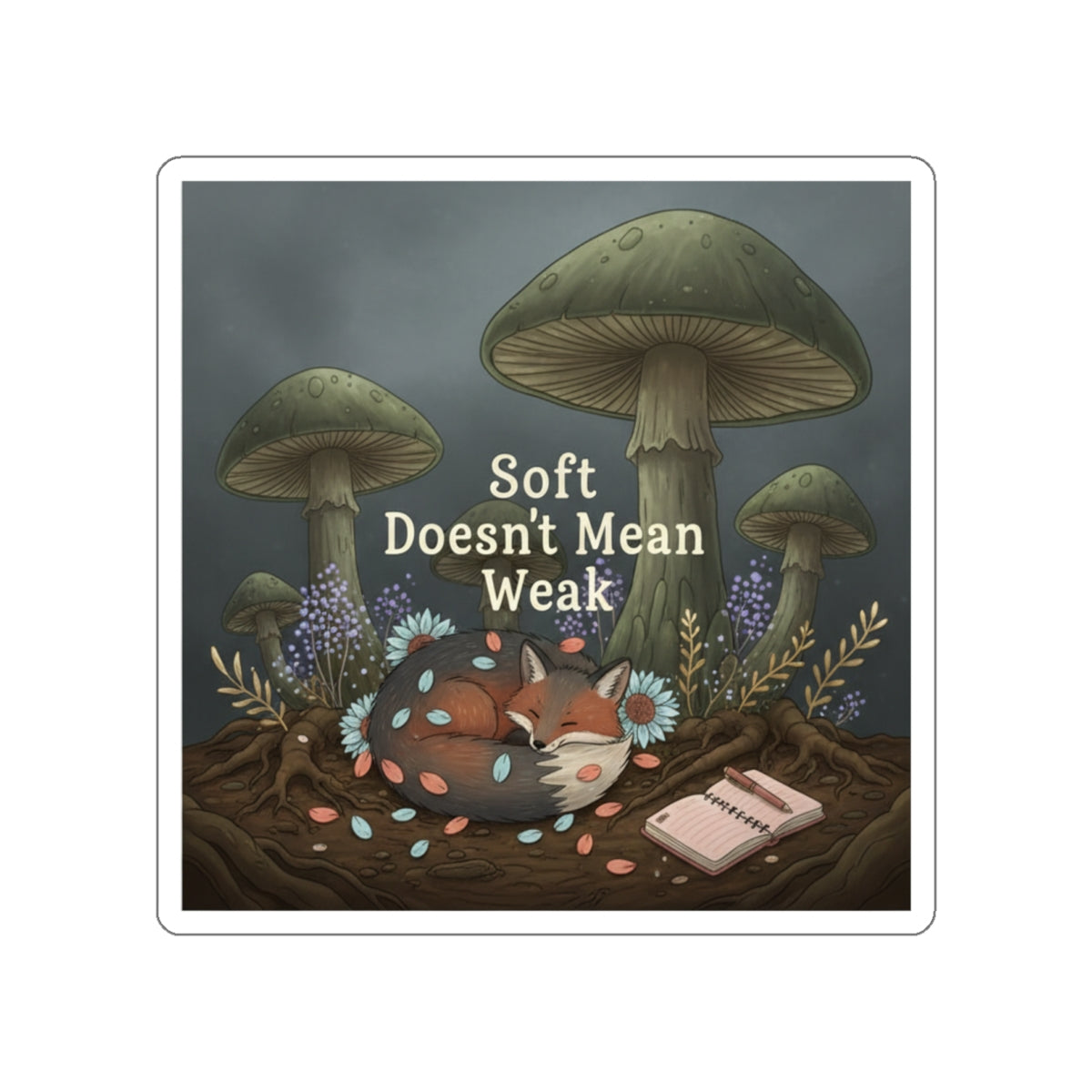 Fox Die-Cut Sticker – Soft Doesnt Mean Weak