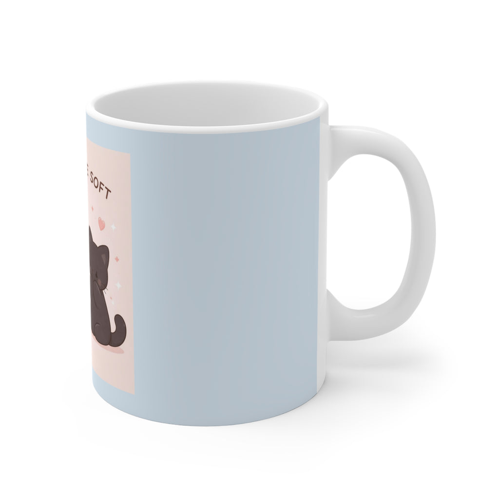 "LOVE CAN BE SOFT" Black Cat Mug | Trendy Gift for Her | Drinkware | KayKay Classics