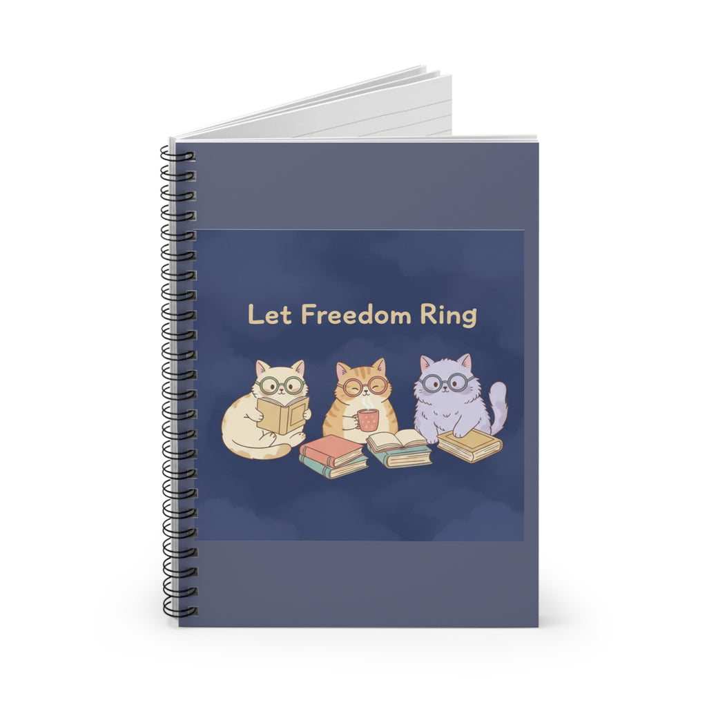 Cats With Glasses Spiral Notebook – Let Freedom Ring