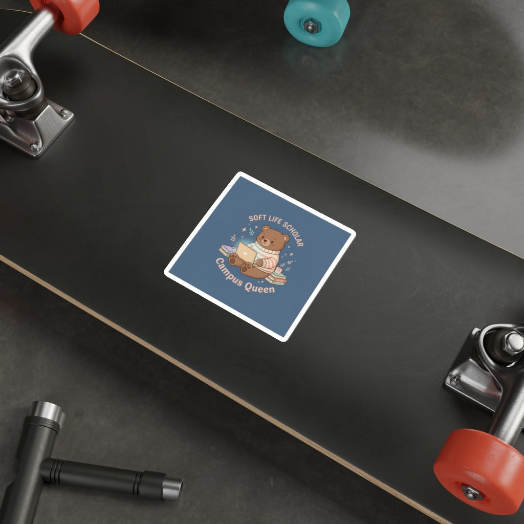 Bear Die-Cut Sticker – Soft Life Scholar Campus Queen