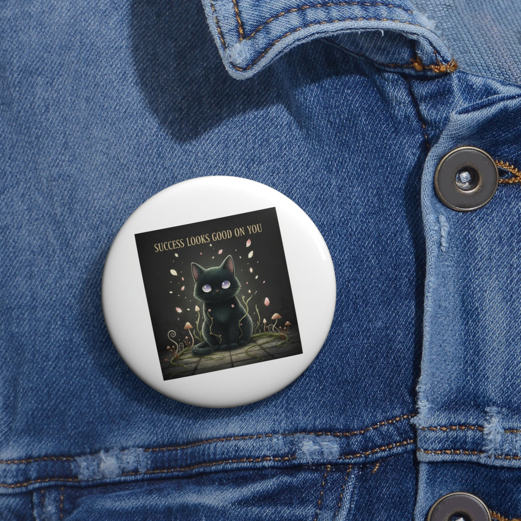 Black Cat Pin Button – Success Looks Good on You