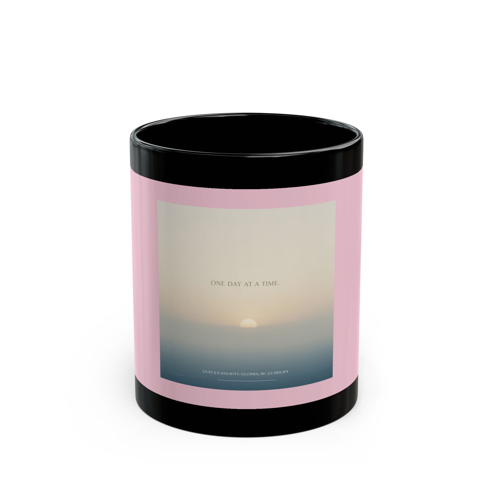 "ONE DAY AT A TIME" Black Cat Black Mug | College Girl Gift | Fashion | KayKay Classics