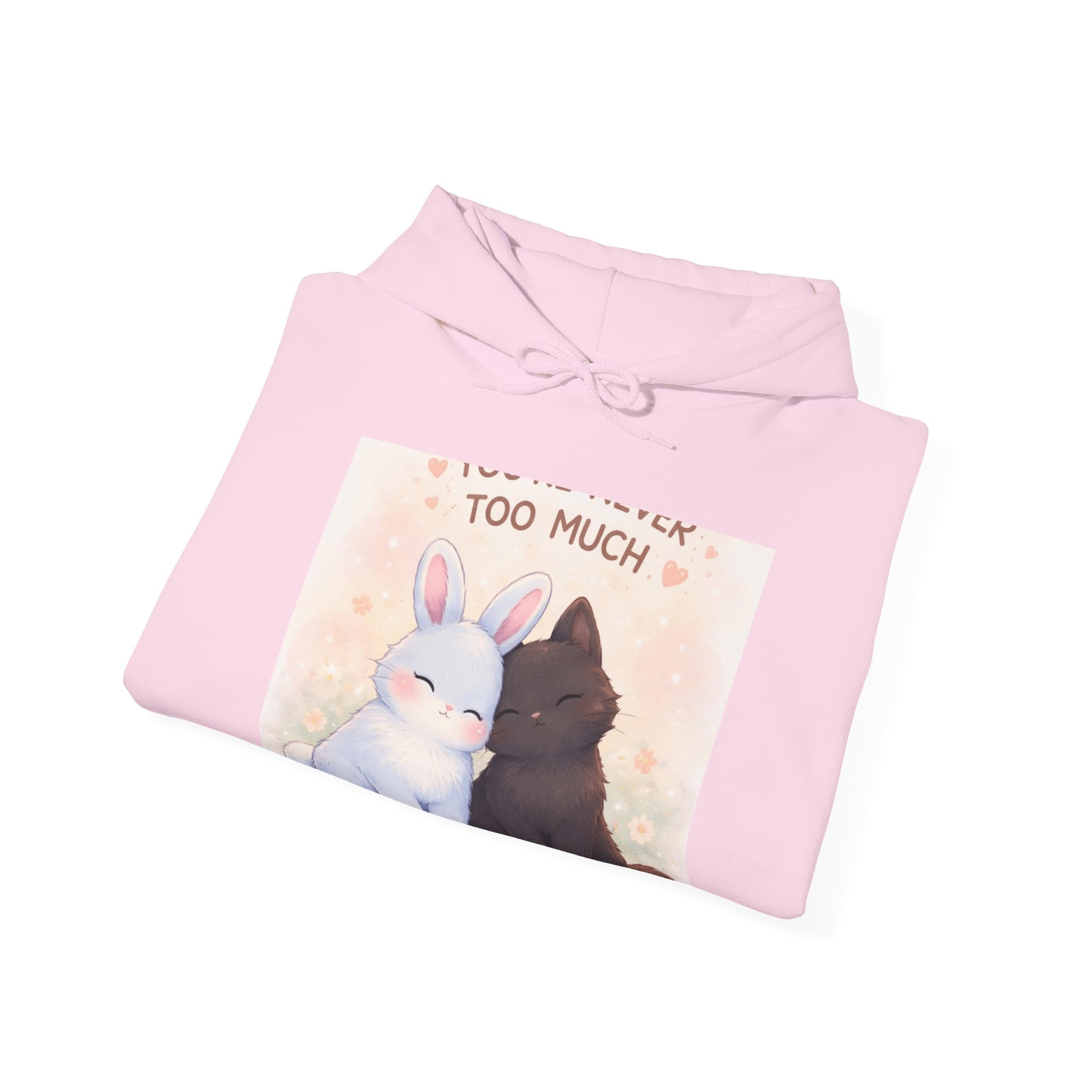"YOU'RE NEVER TOO MUCH" Black Cat Hoodie | College Girl Gift | Fashion | KayKay Classics
