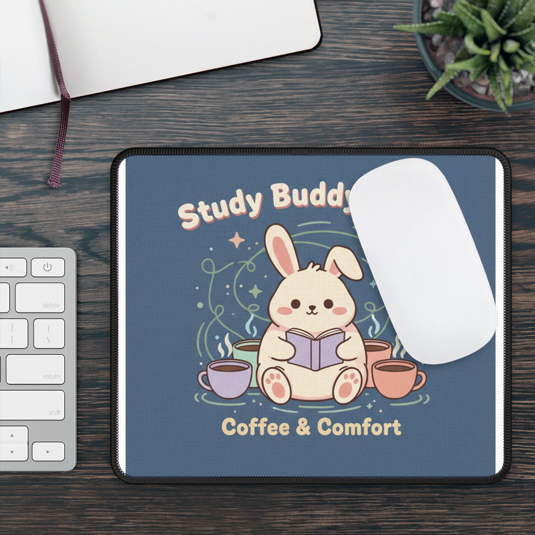 Bunny Mouse Pad – Study Buddy Vibes Coffee Comfort