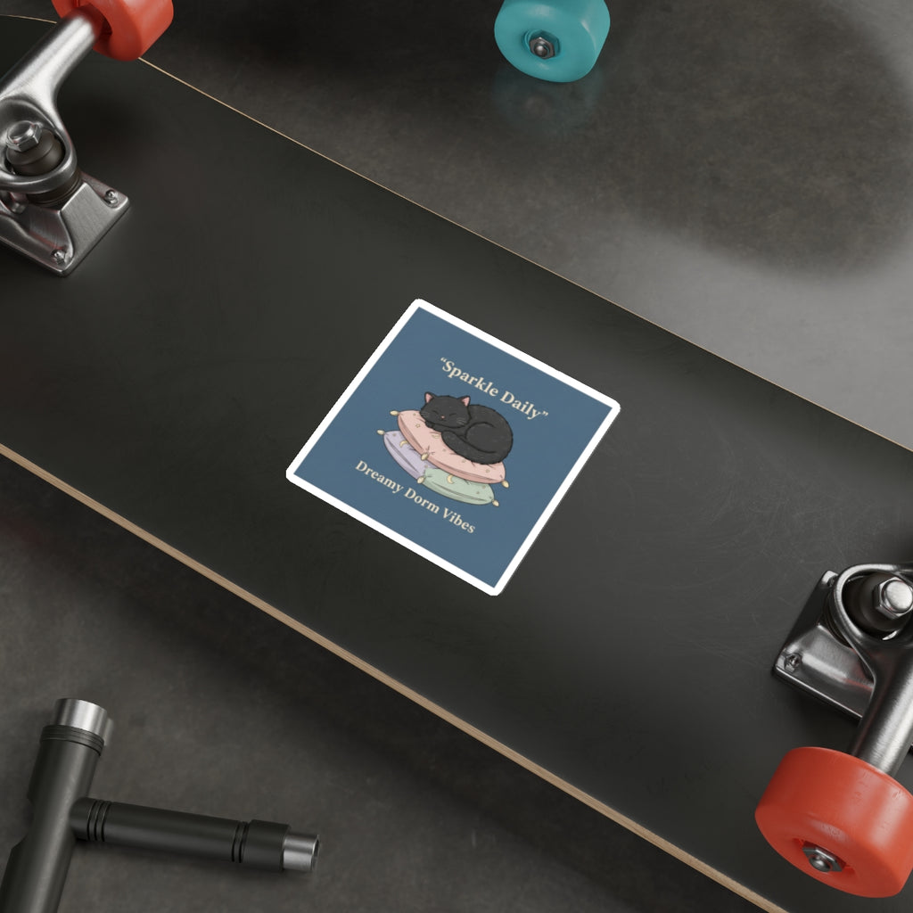 Black Cat Die-Cut Sticker – Sparkle Daily Dreamy Dorm Vibes