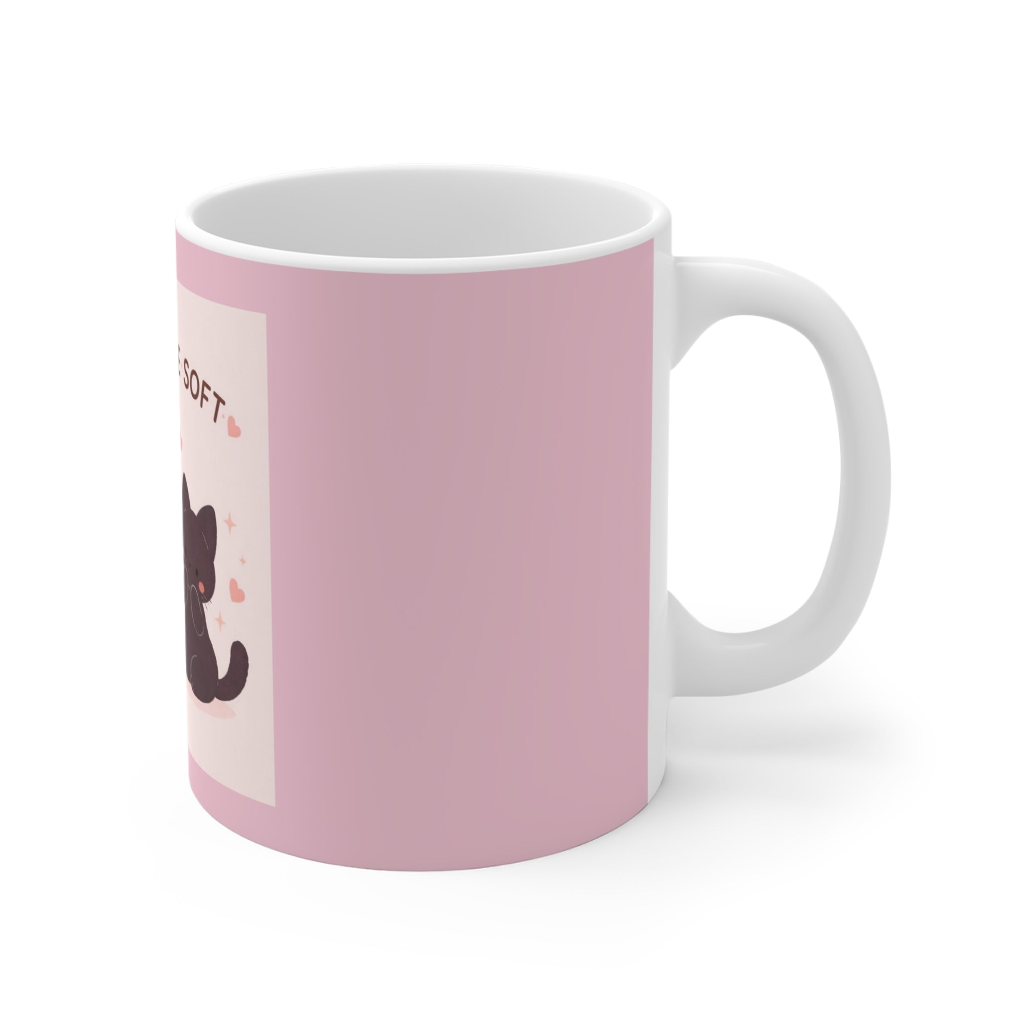 "LOVE CAN BE SOFT" Black Cat Mug | College Girl Gift | Fashion | KayKay Classics