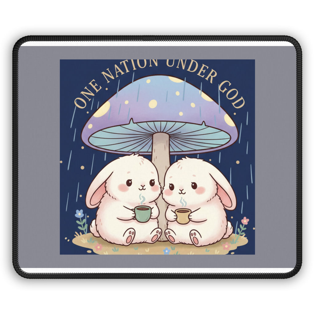 Two Cute Bunnies Mouse Pad – One Nation Under God