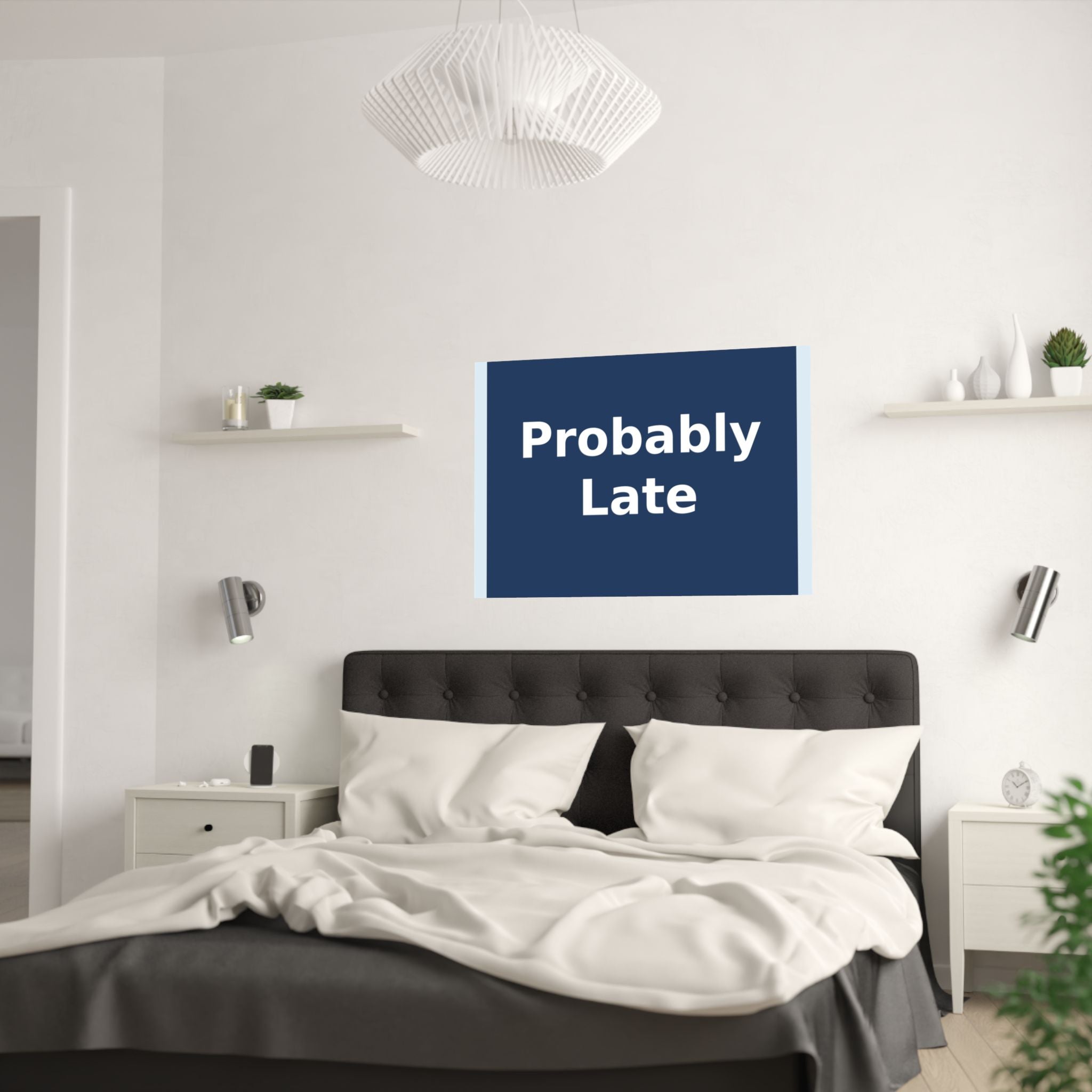 "Probably Late" Black Cat Poster | Trendy Gift for Her | Lifestyle | KayKay Classics