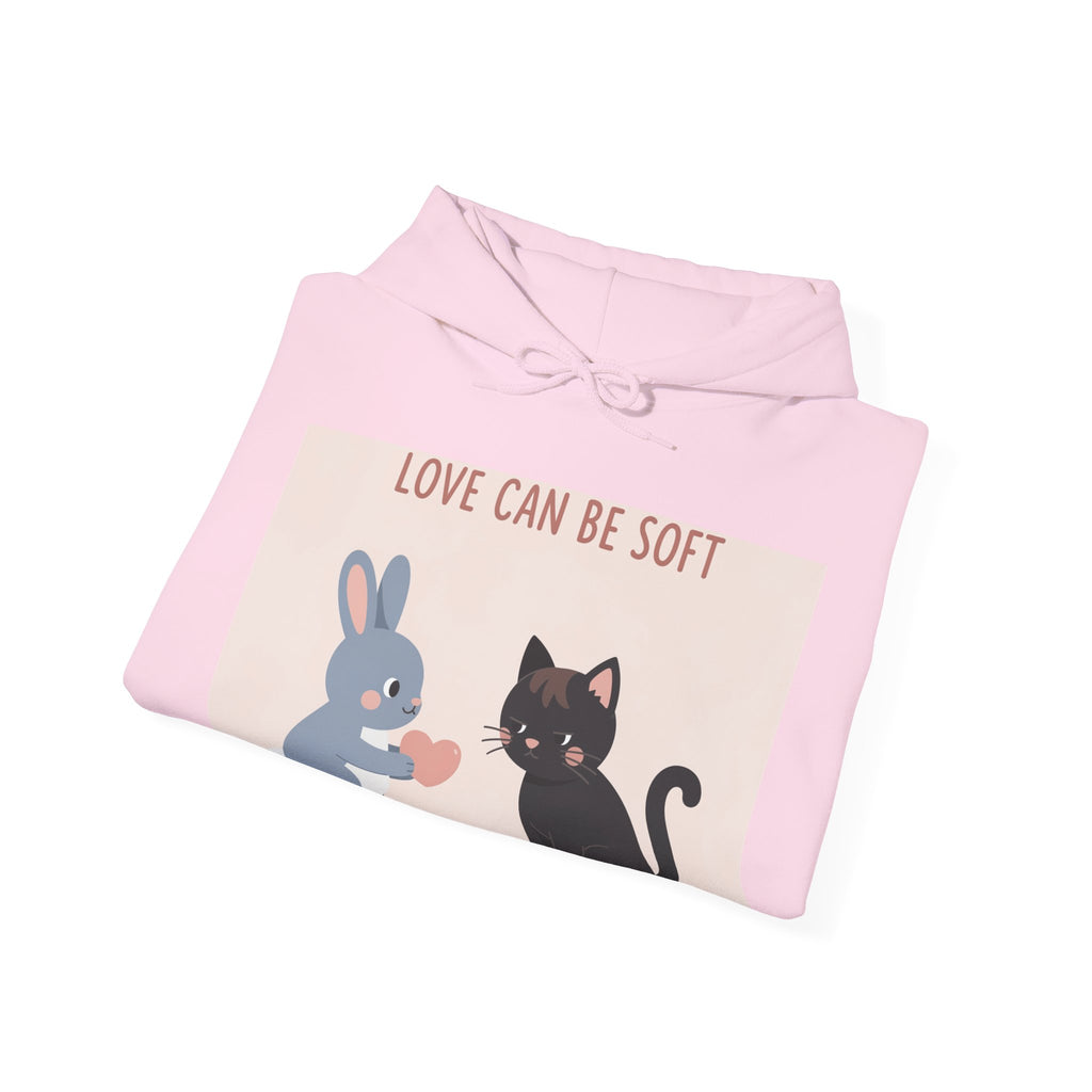 "LOVE CAN BE SOFT" Black Cat Hoodie | College Girl Gift | Fashion | KayKay Classics