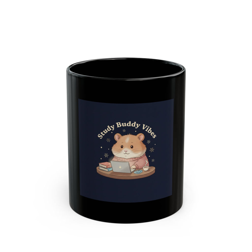 Study Buddy Vibes Black Mug 11oz