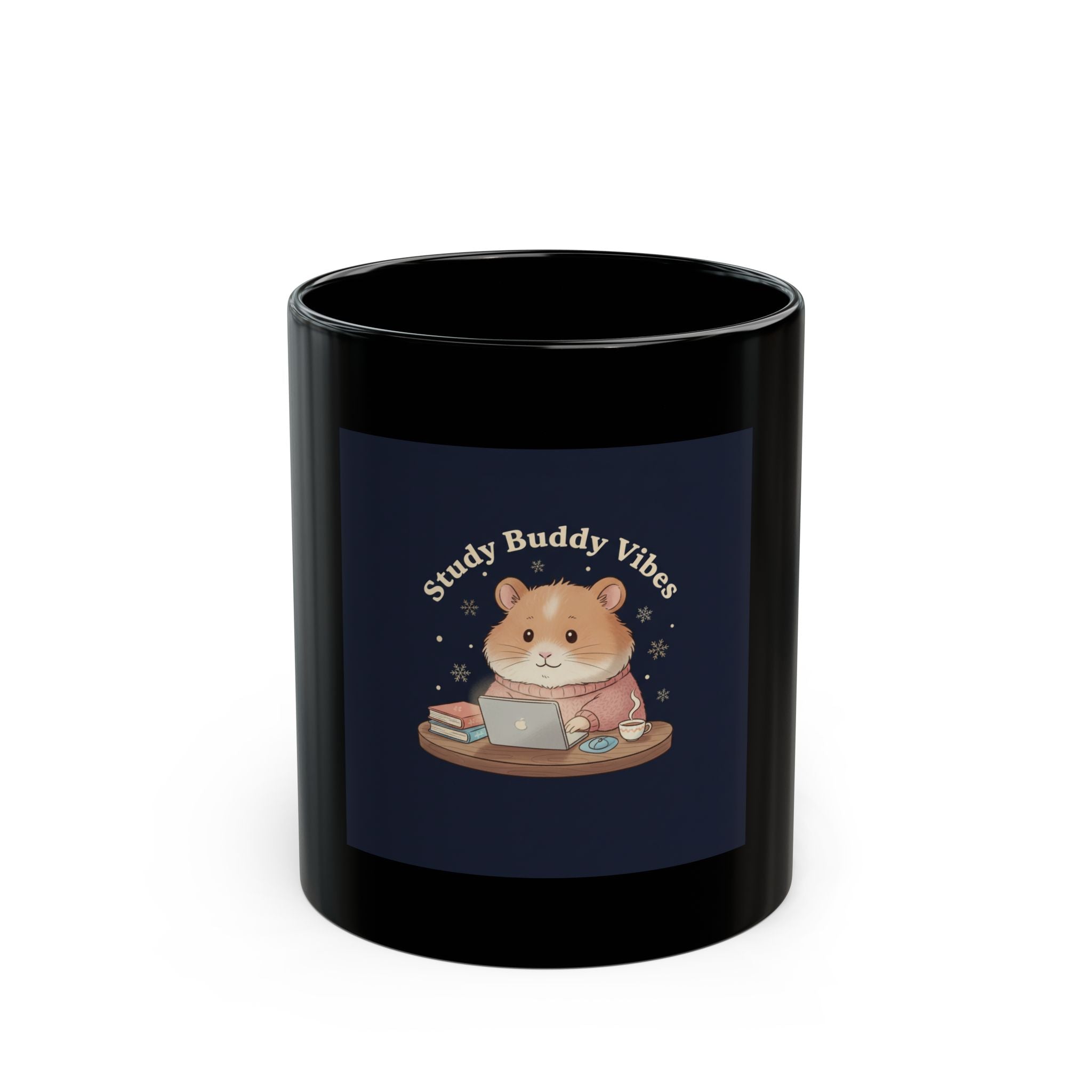 Study Buddy Vibes Black Mug 11oz