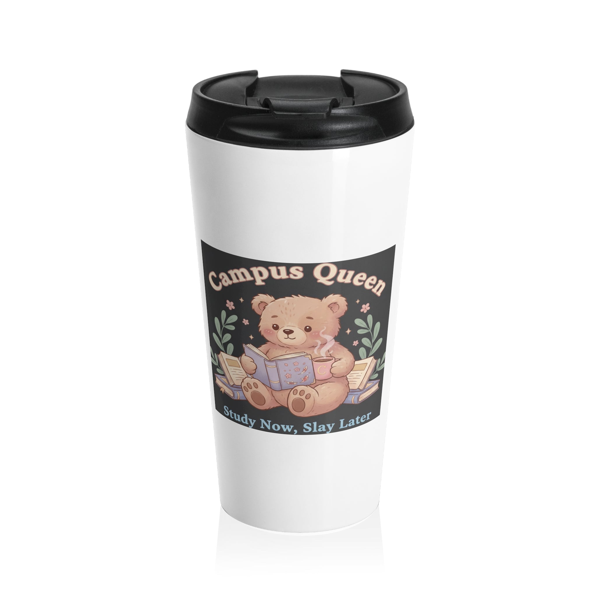 Bear Travel Mug – Campus Queen Study Now Slay Later
