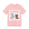 "LOVE CAN BE SOFT" Black Cat Women Tee | College Girl Gift | Fashion | KayKay Classics