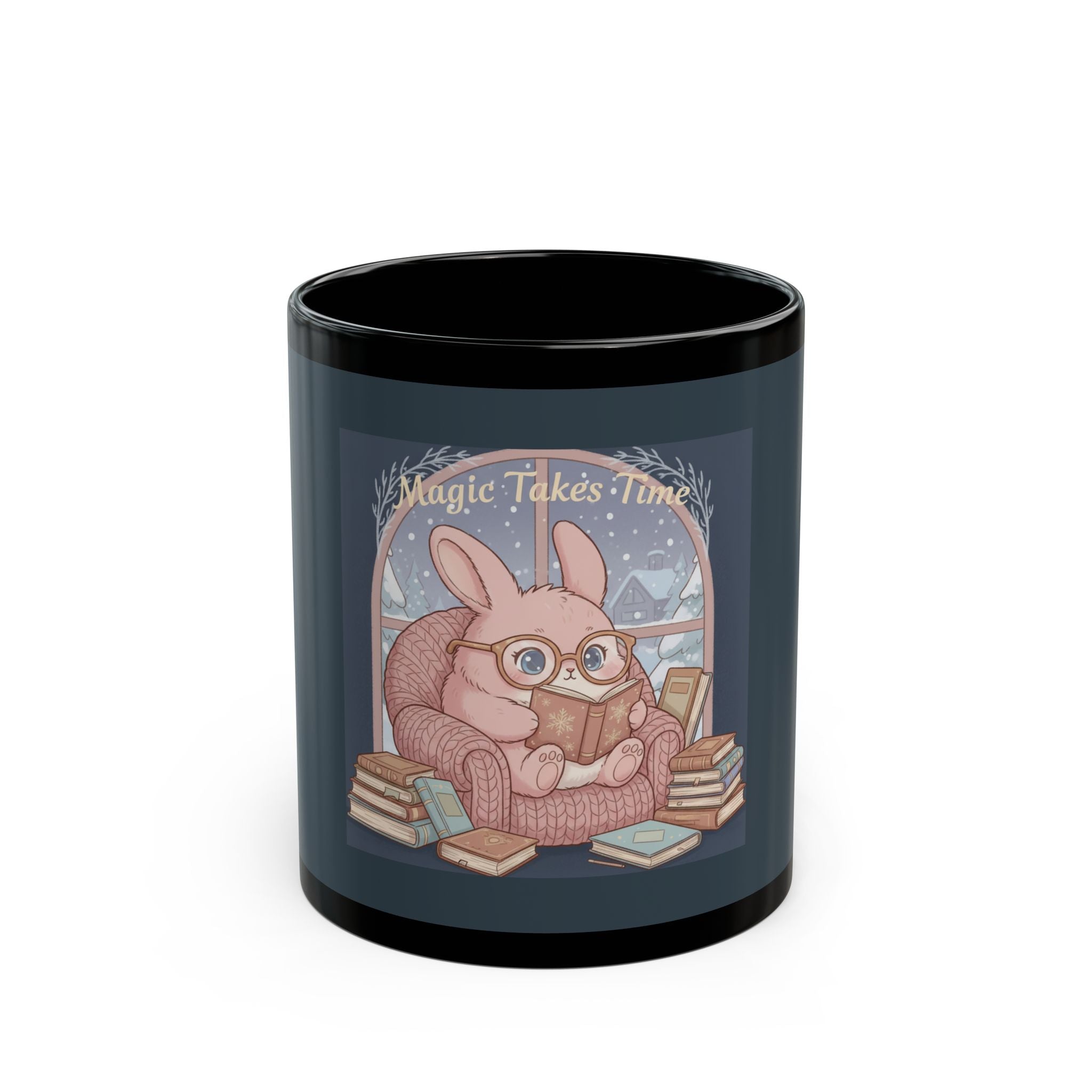 Bunny Black Mug 11oz – Magic Takes Time