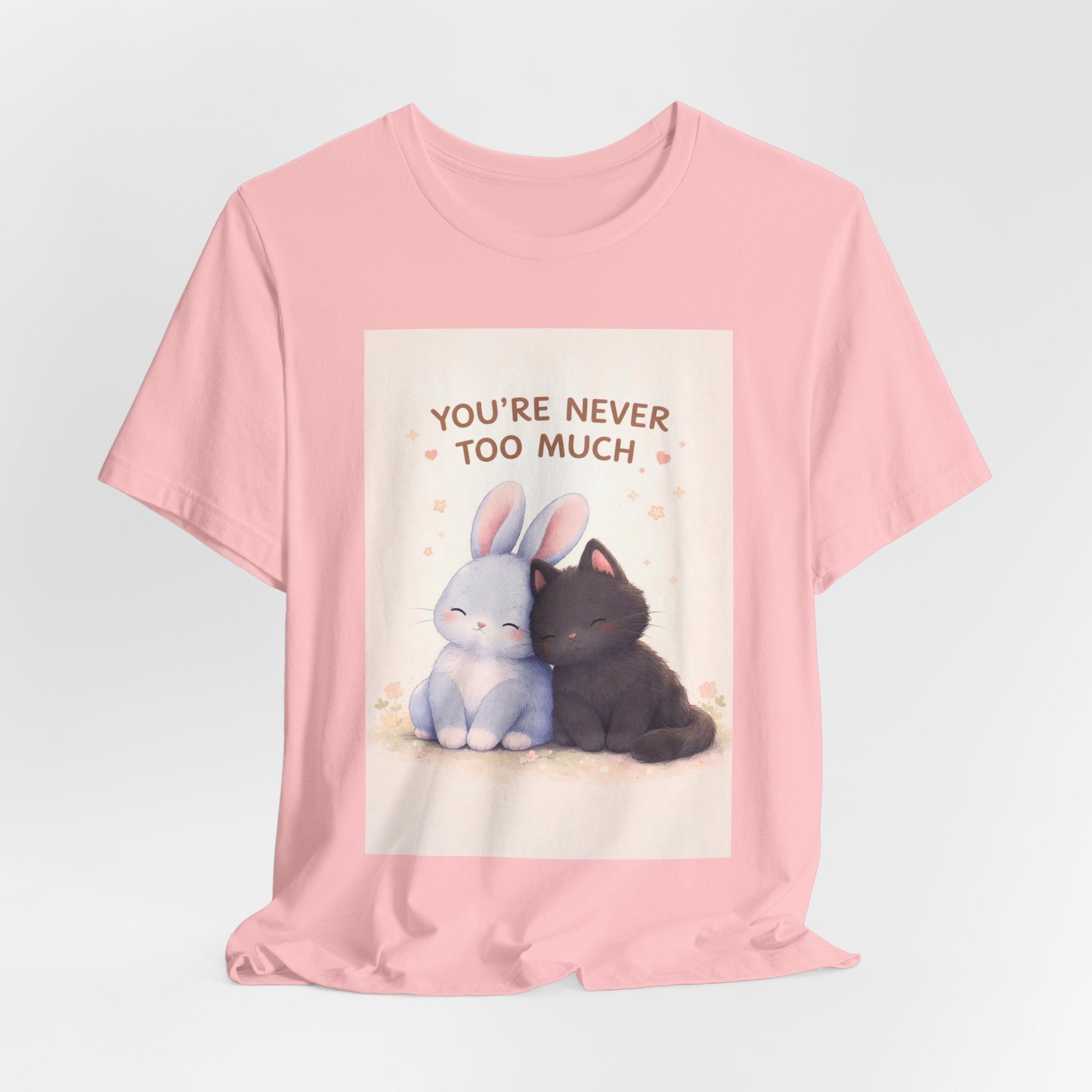 "YOU'RE NEVER TOO MUCH" Black Cat Women Tee | College Girl Gift | Fashion | KayKay Classics