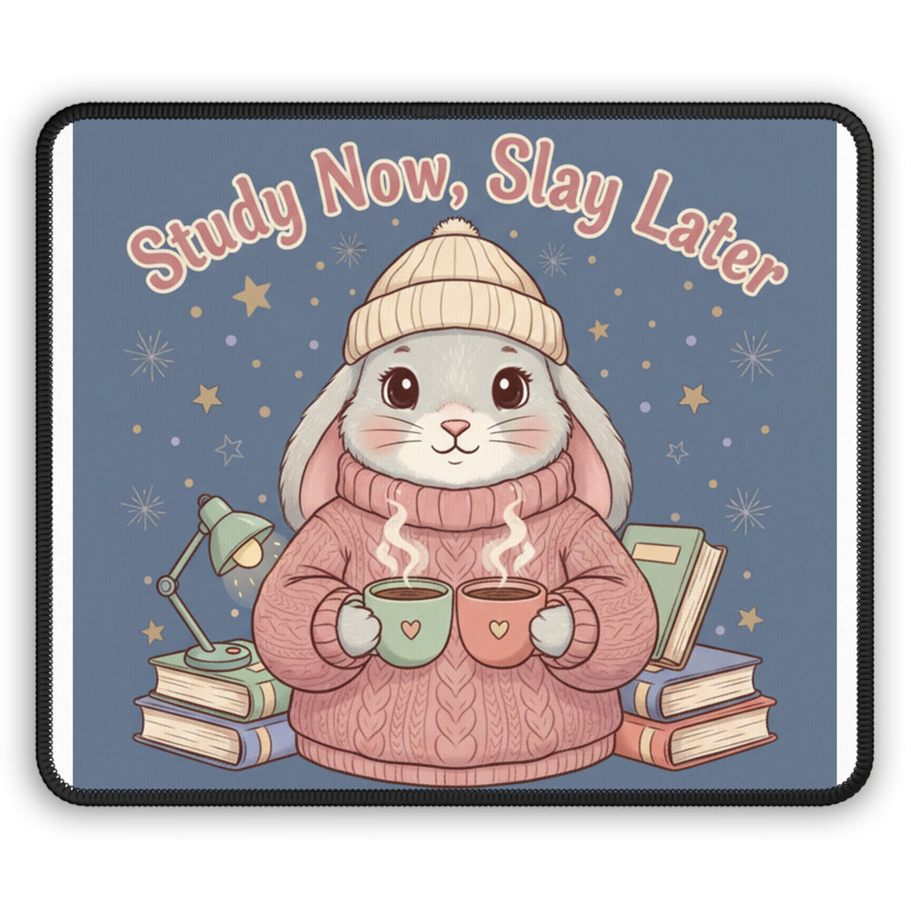 Rabbit Mouse Pad – Study Now, Slay Later