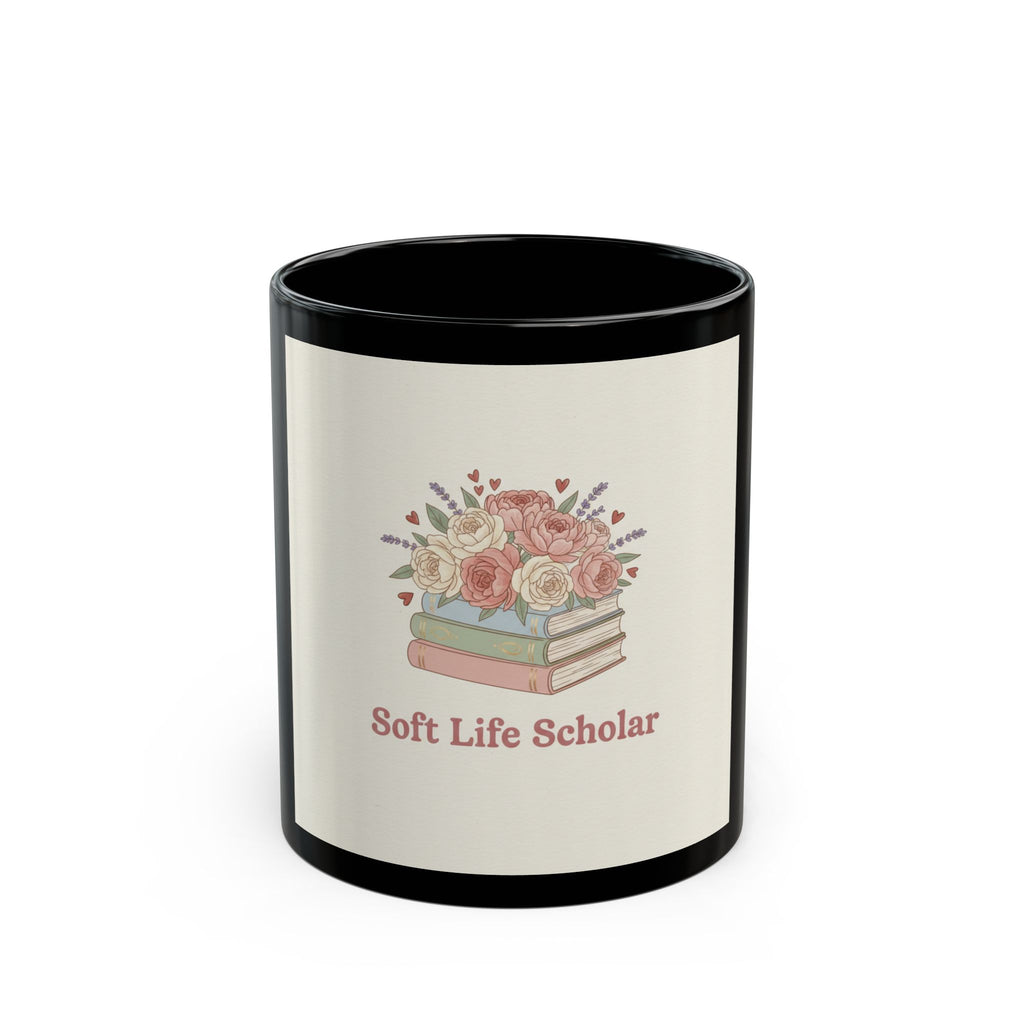 Soft Life Scholar Black Mug 11oz