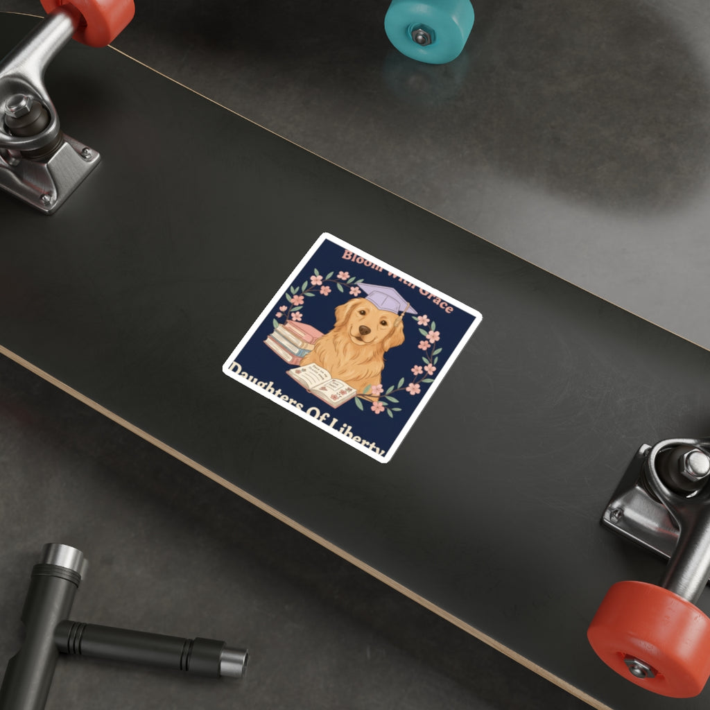 Golden Retriever Die-Cut Sticker – Bloom With Grace