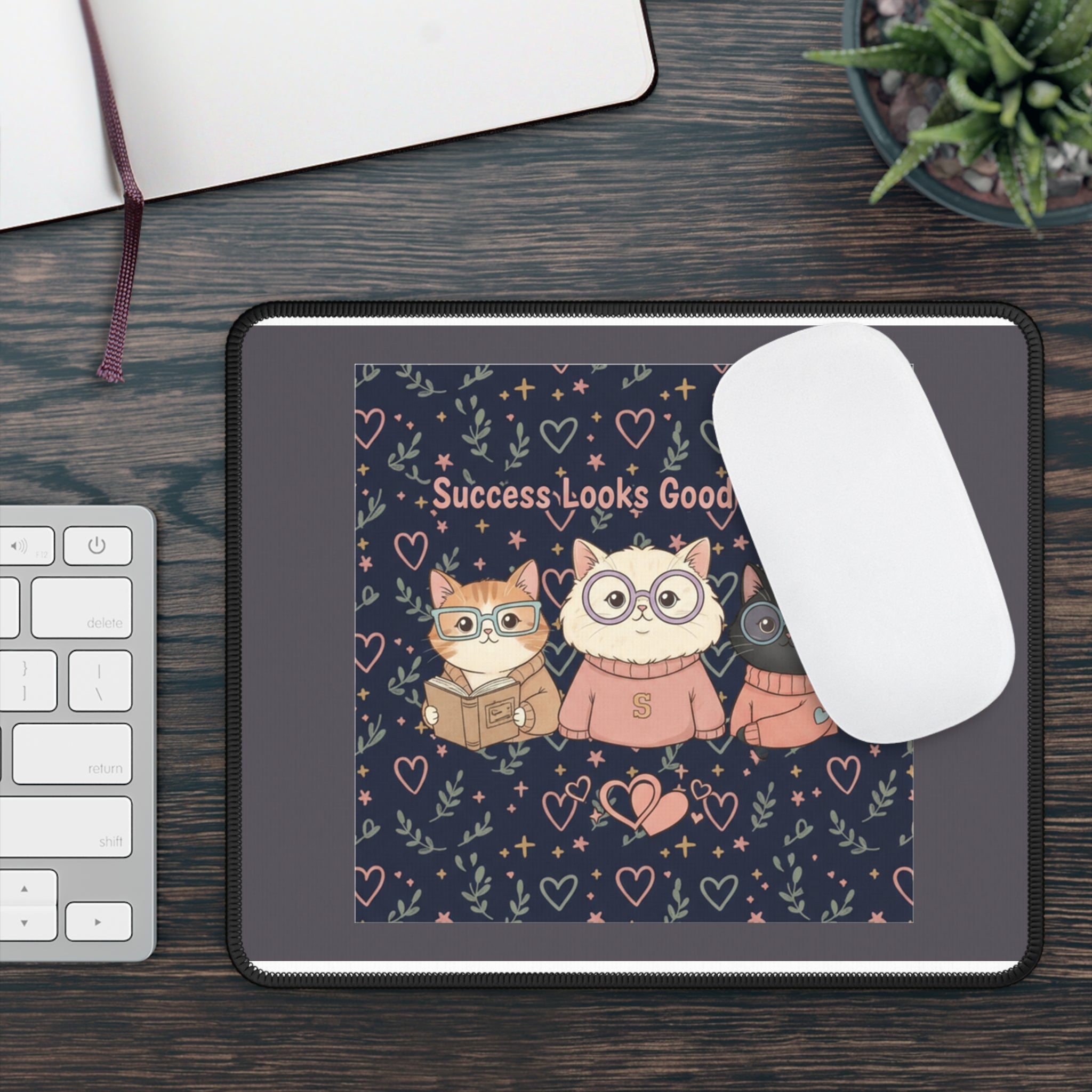 Cats With Glasses Mouse Pad – Success Looks Good on You