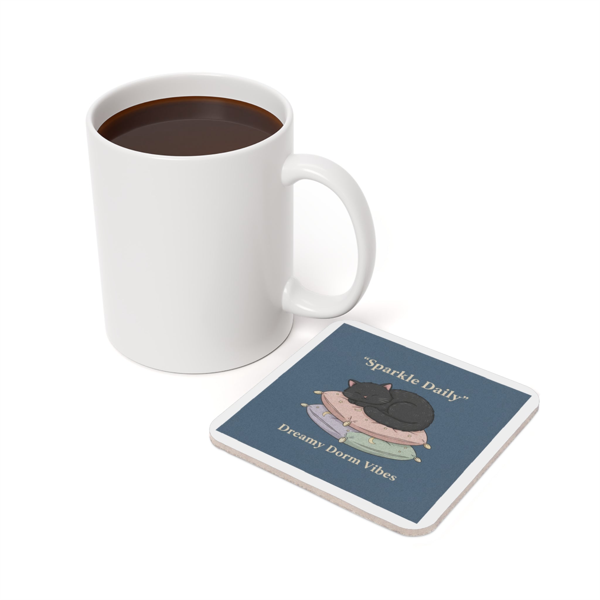 Black Cat Cork Coaster – Sparkle Daily Dreamy Dorm Vibes