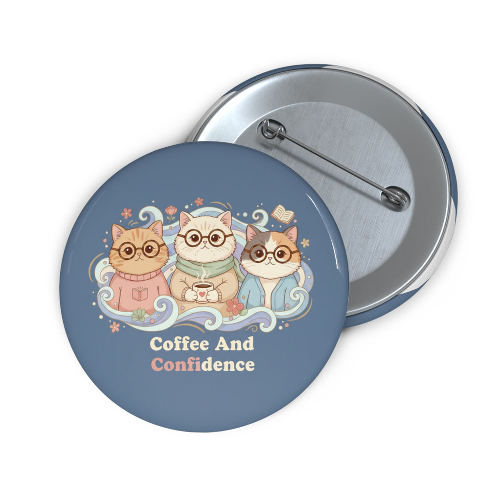 Cats With Glasses Pin Button – Coffee and Confidence