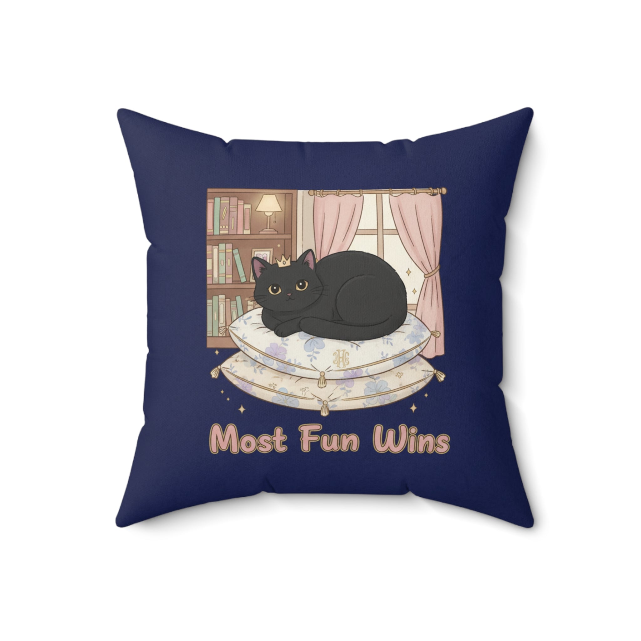 Black Cat Square Pillow – Most Fun Wins