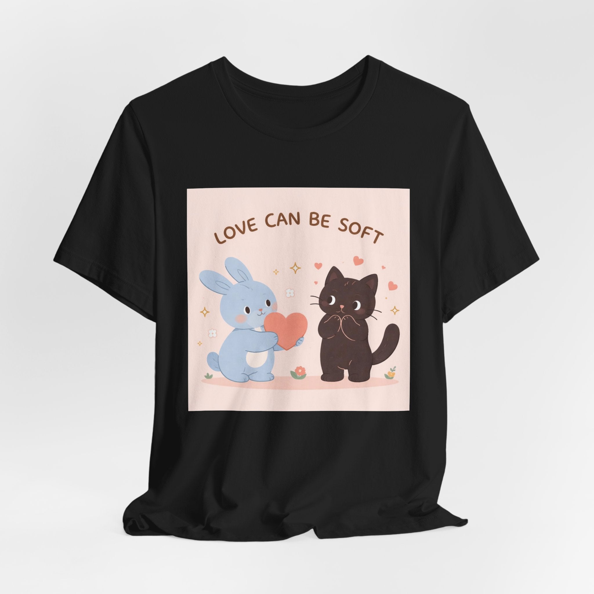 "LOVE CAN BE SOFT" Black Cat Women Tee | College Girl Gift | Fashion | KayKay Classics